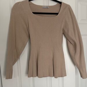 Sandro Beige Ribbed Sweater - Women's Crew Neck